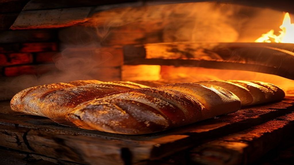 Pães dourados saindo do forno a lenha na Padaria Dona Rosa